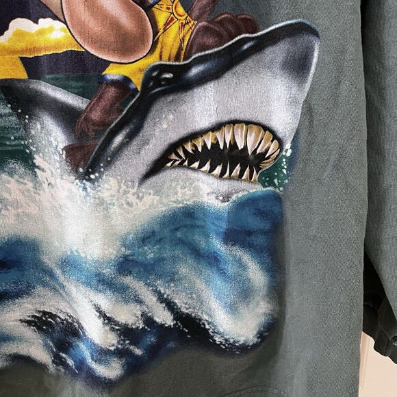 Vintage Looney Tunes Tazmanian Devil Surfing Shark Long Sleeve Top Youth Size L - Picture 8 of 16